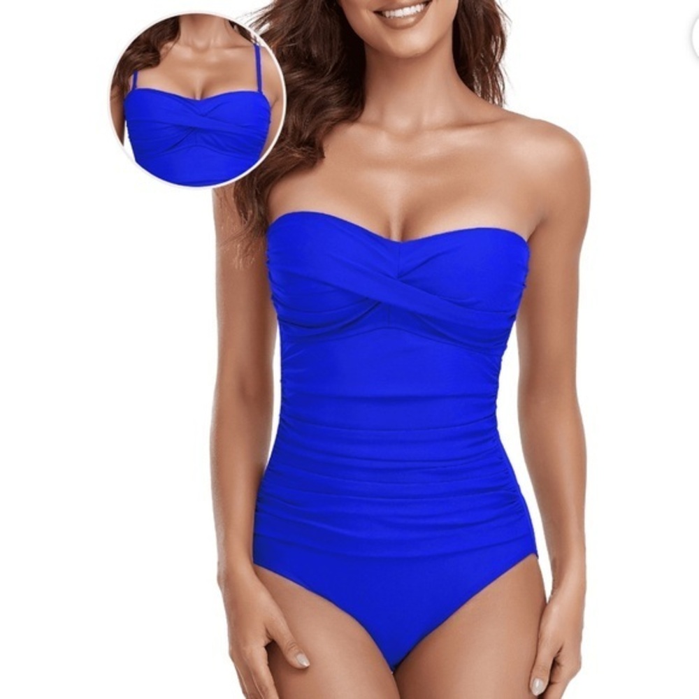 RELLECIGA Women's Swimsuit One Piece Cheeky Bottom Solid Removable Strap